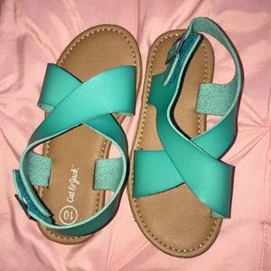 Girls teal Velcro sandals